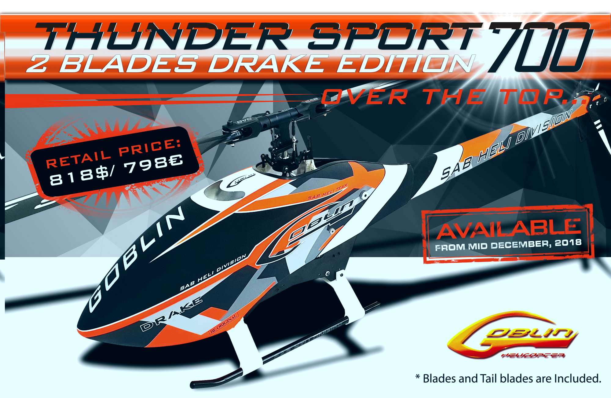 Goblin Drake schema v provedeni G570 a G700 RC Airplane models RC Helicopters SAB Goblin Helicopter SAB products SAB main rotor blades SAB tail rotor blades Swift 2 EPP Planes Models electronics Speci...